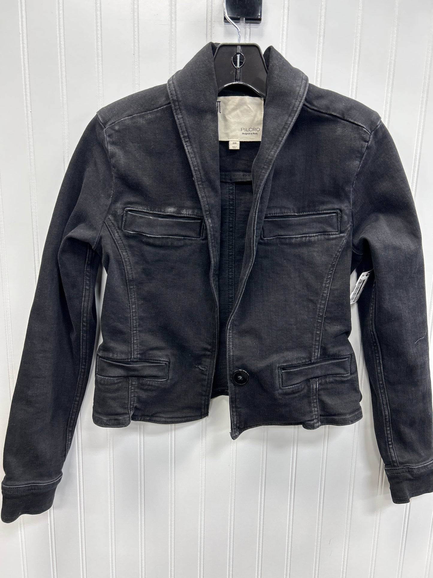Jacket Denim By Pilcro In Black Denim, Size:Xxs