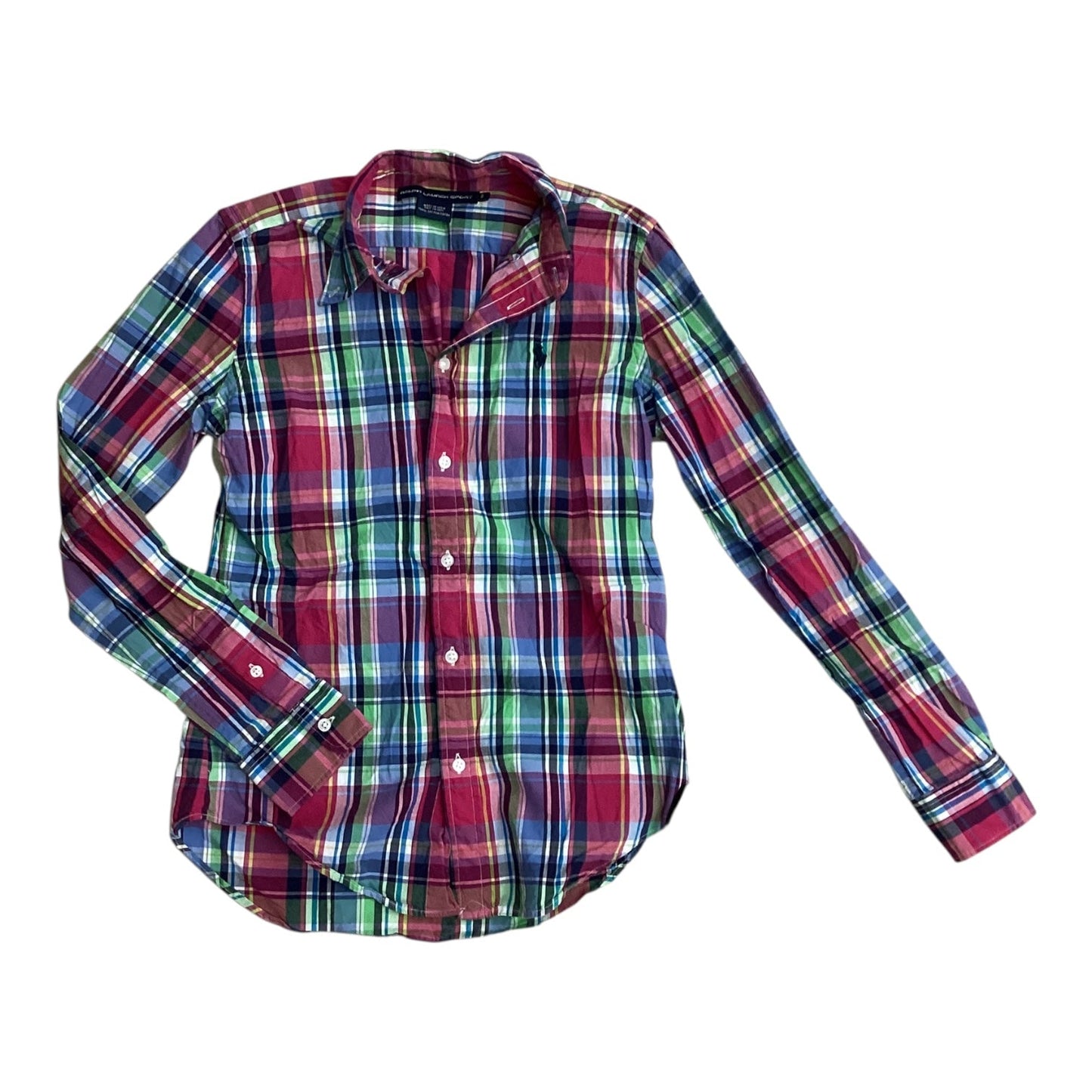 Top Ls By Ralph Lauren Blue Label In Plaid Pattern, Size:M