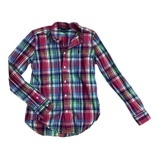 Top Ls By Ralph Lauren Blue Label In Plaid Pattern, Size:M