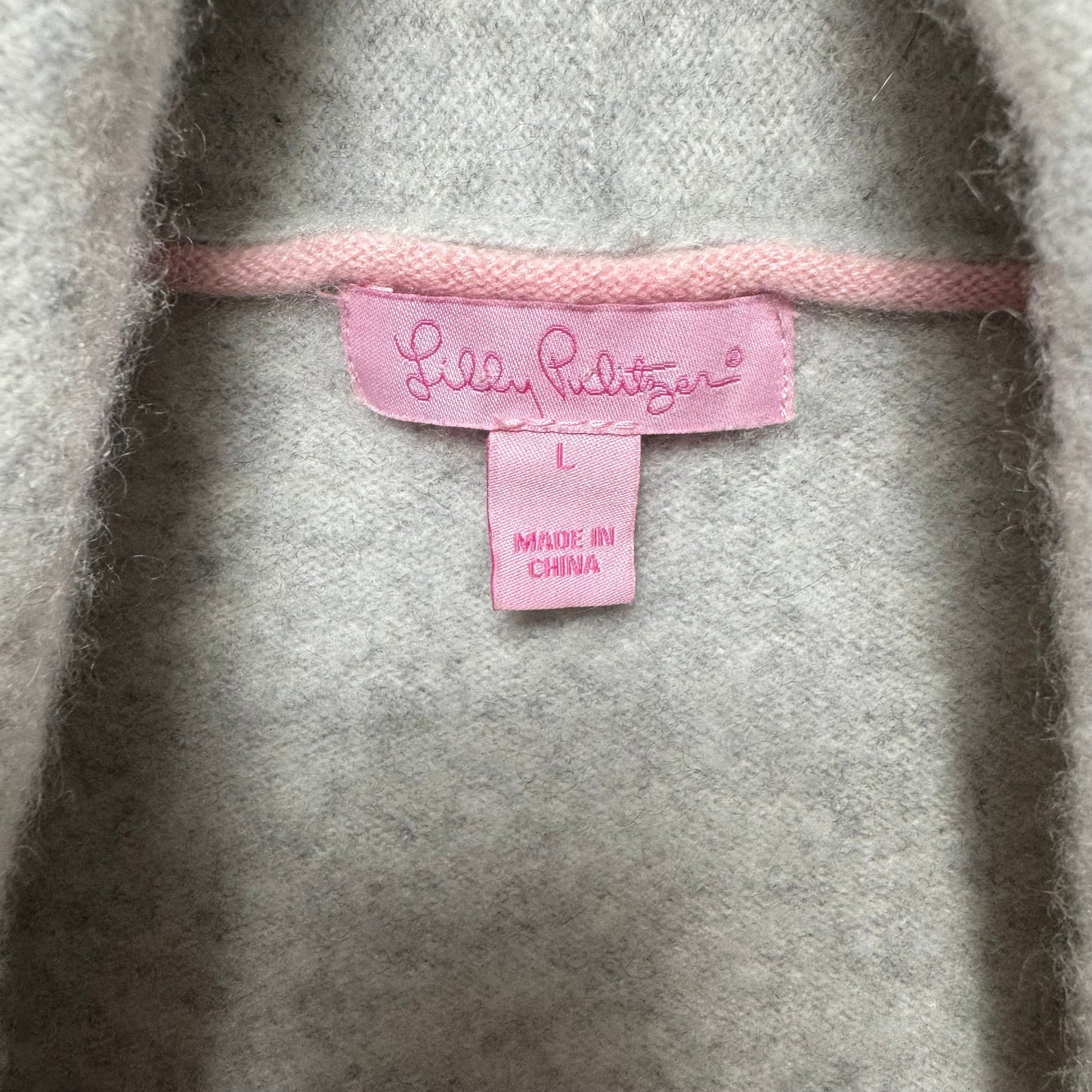Sweater Cardigan Cashmere Designer By Lilly Pulitzer In Grey, Size: L