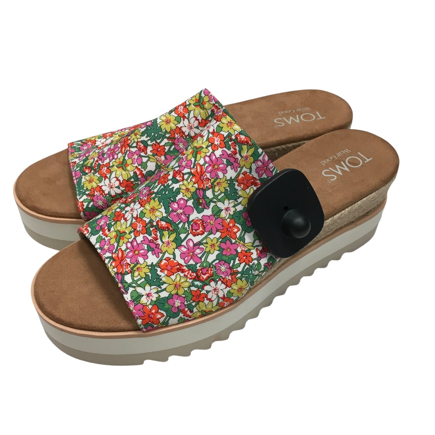Sandals Heels Wedge By Toms In Floral Print, Size:8