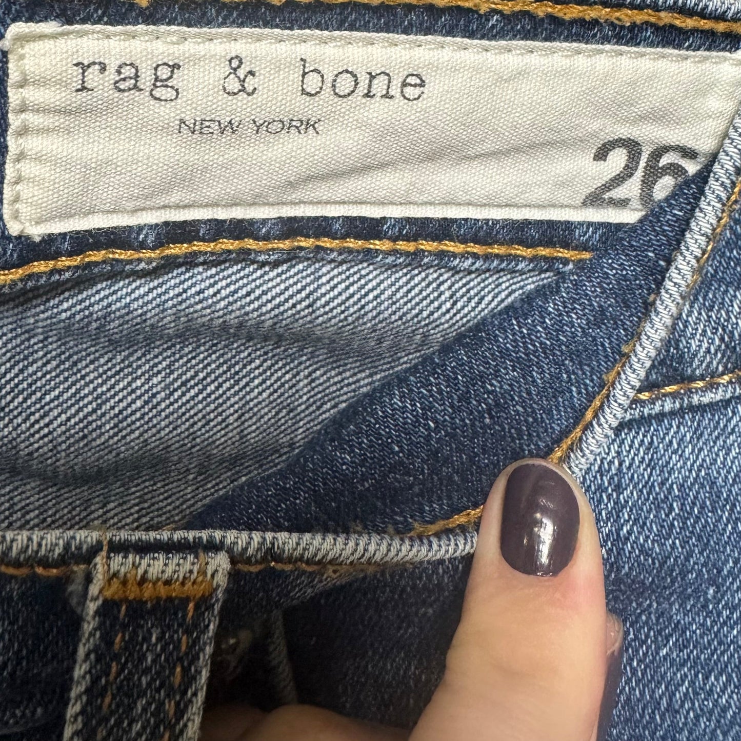 Jeans Boot Cut By Rag And Bone In Blue Denim, Size: 2/26