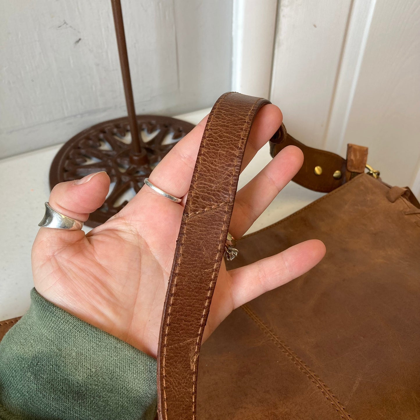 Crossbody Leather By Born In Brown, Size:Medium