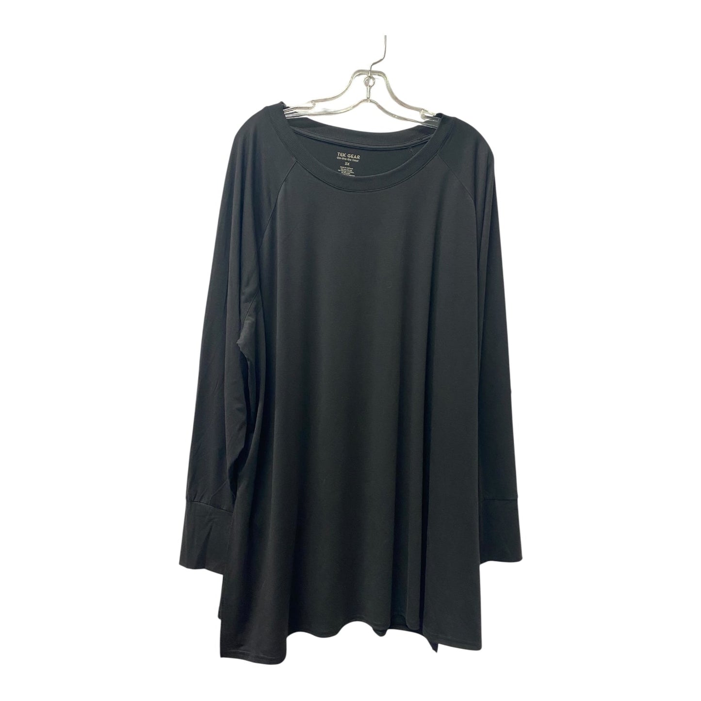 Athletic Top Ls Crewneck By Tek Gear In Black, Size:3X