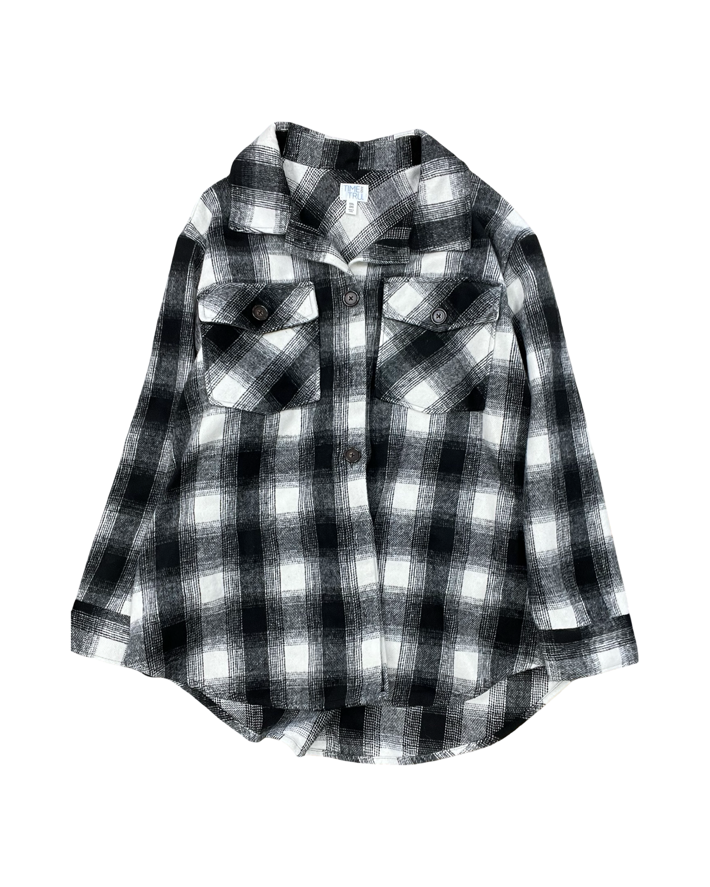 Jacket Shirt By Time And Tru In Black & White, Size:1X