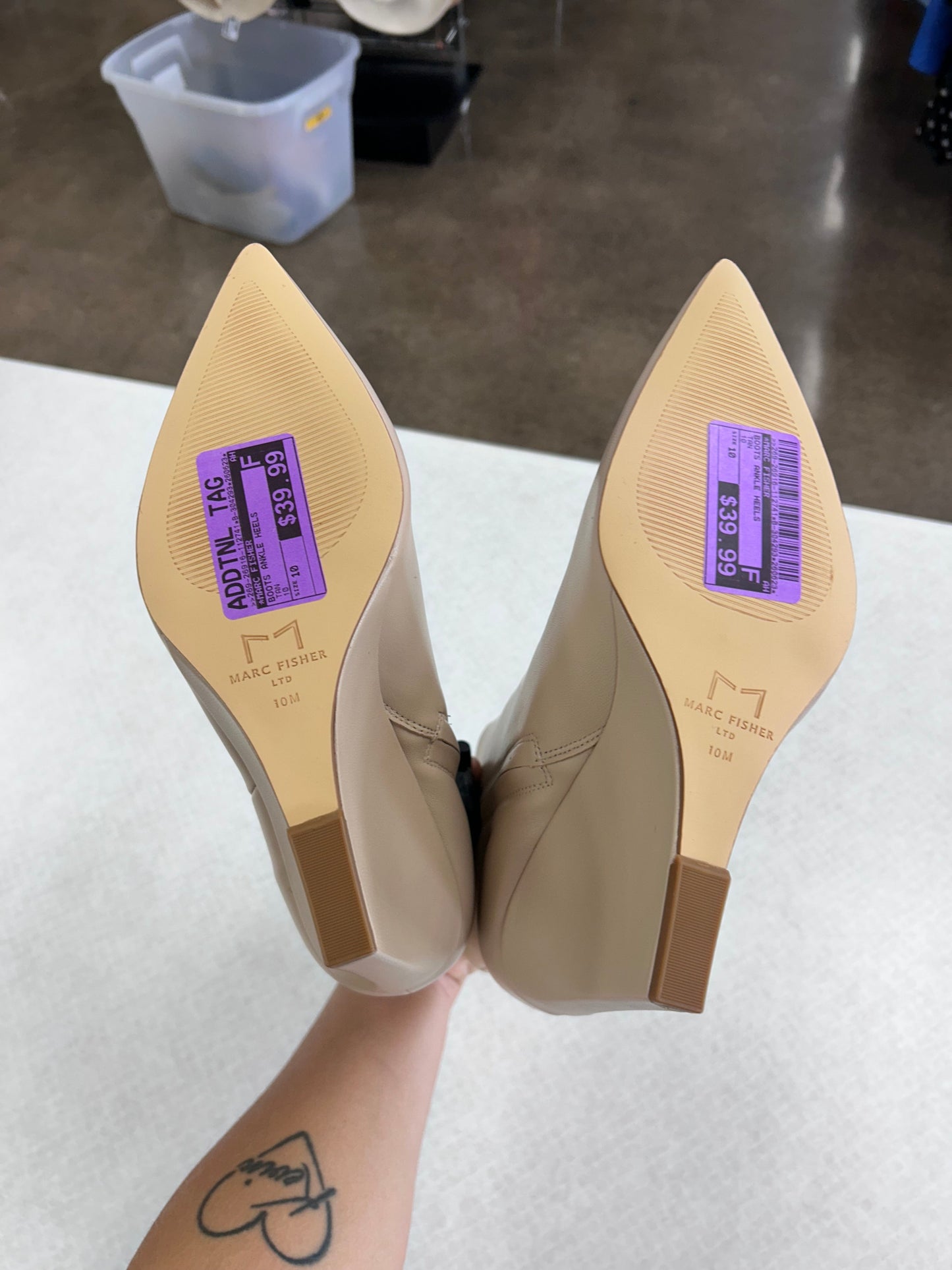 Boots Ankle Heels By Marc Fisher In Tan, Size:10