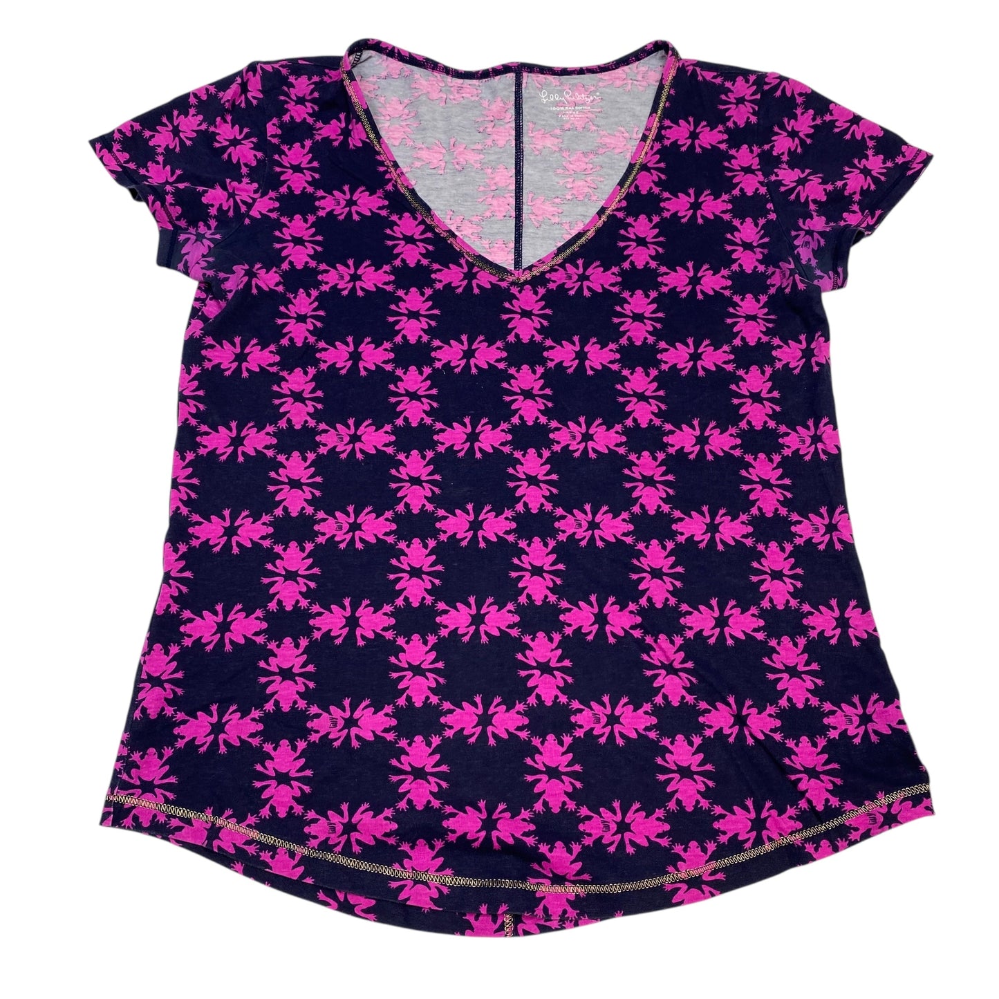 Top Ss Designer By Lilly Pulitzer In Blue & Purple, Size:L