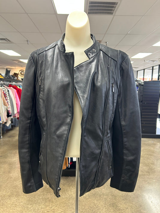 Jacket Leather By Wilsons Leather In Black, Size:M