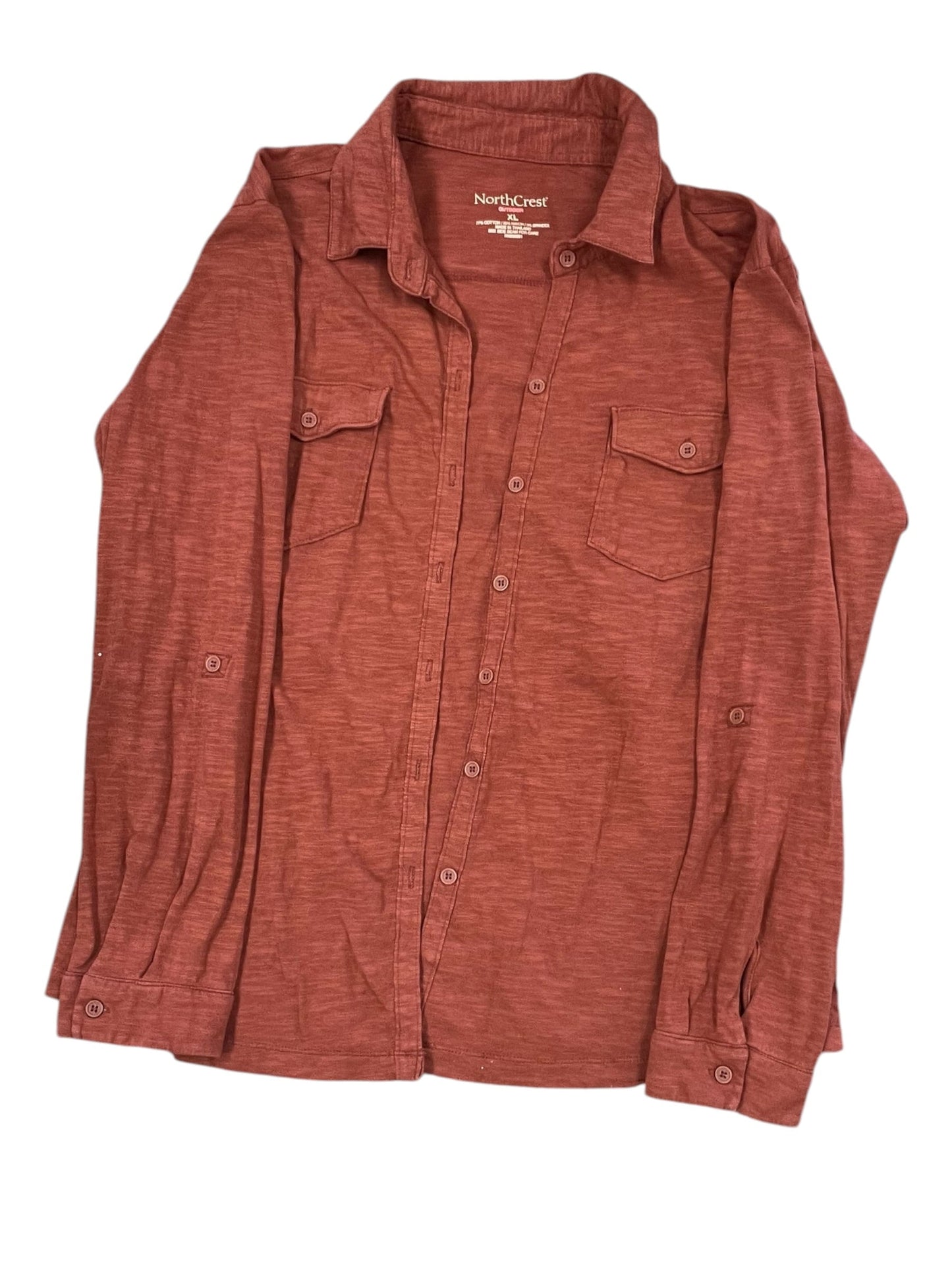 Blouse Ls By Northcrest In Orange, Size:Xl