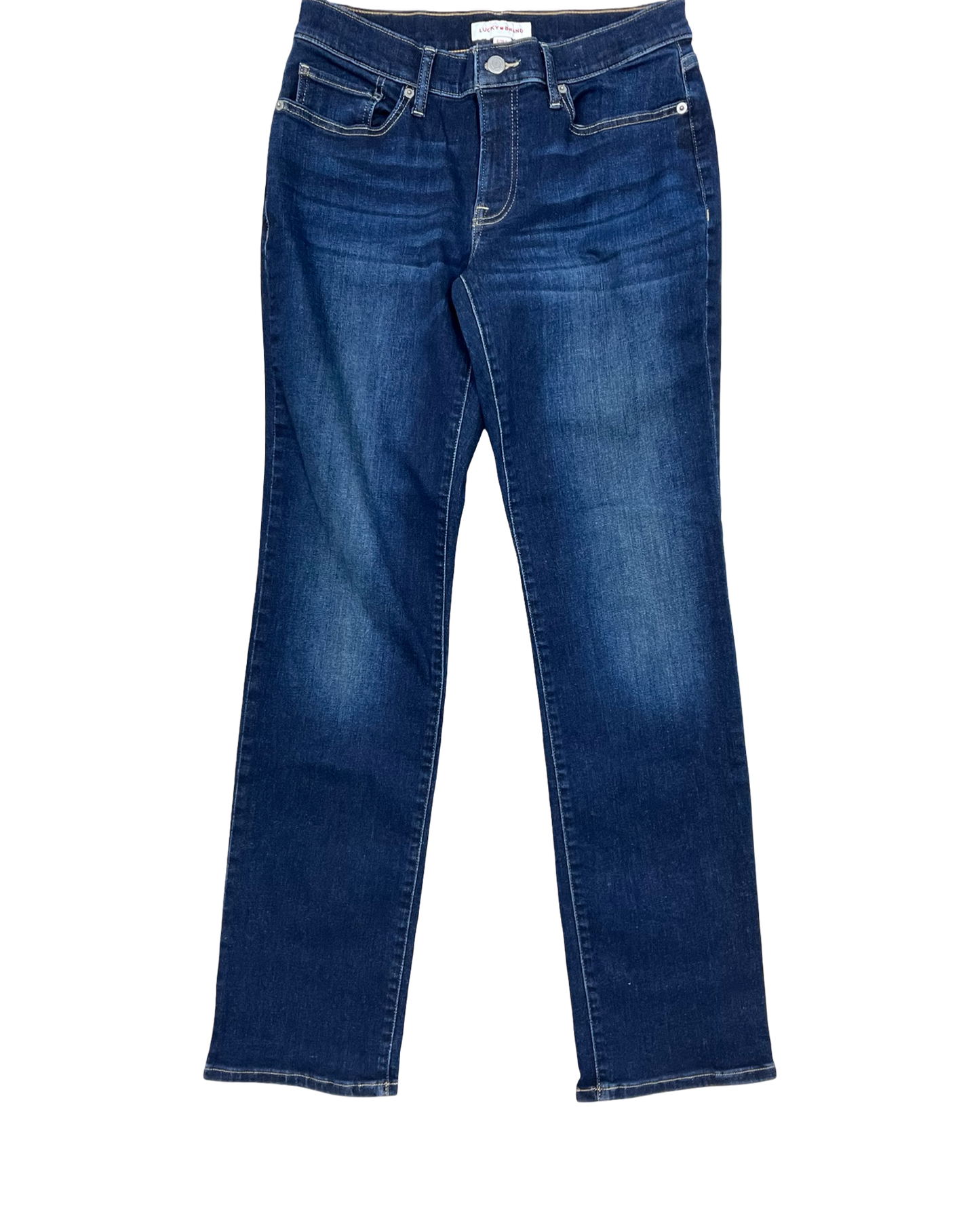 Jeans Straight By Lucky Brand In Blue Denim, Size:6