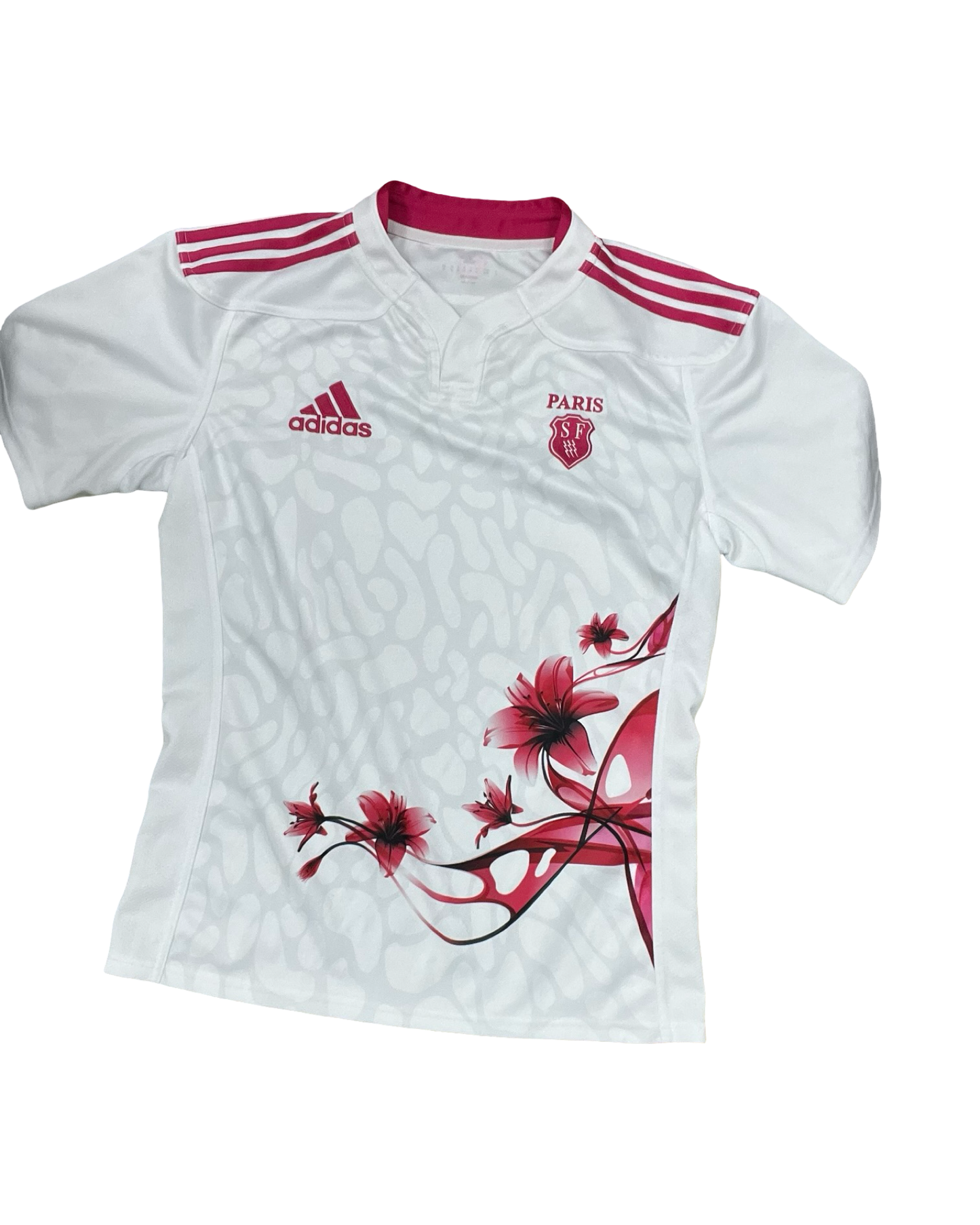 Athletic Top Ss By Adidas In Pink & White, Size:M