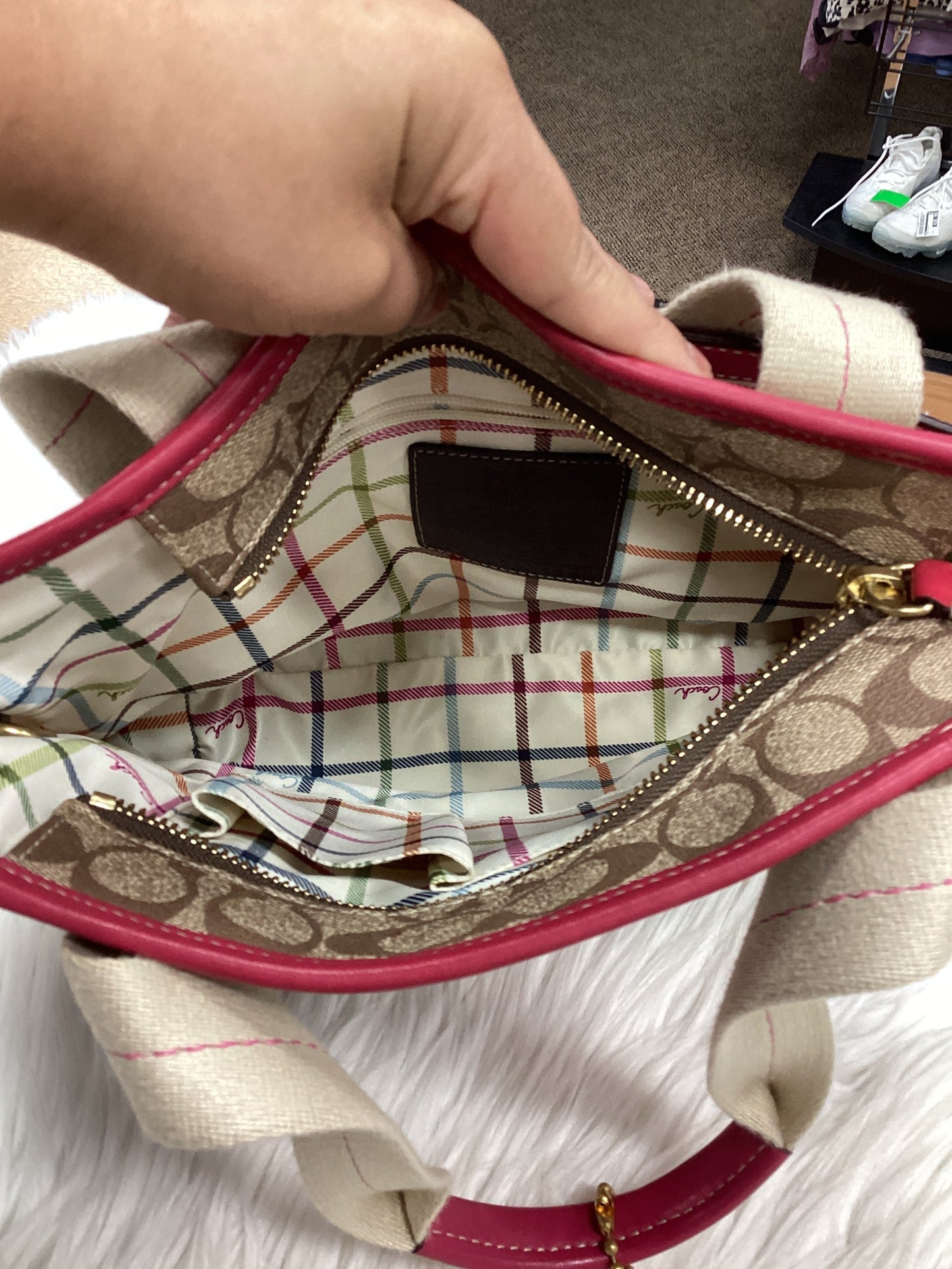 Handbag Designer By Coach In Brown & Pink, Size:Medium