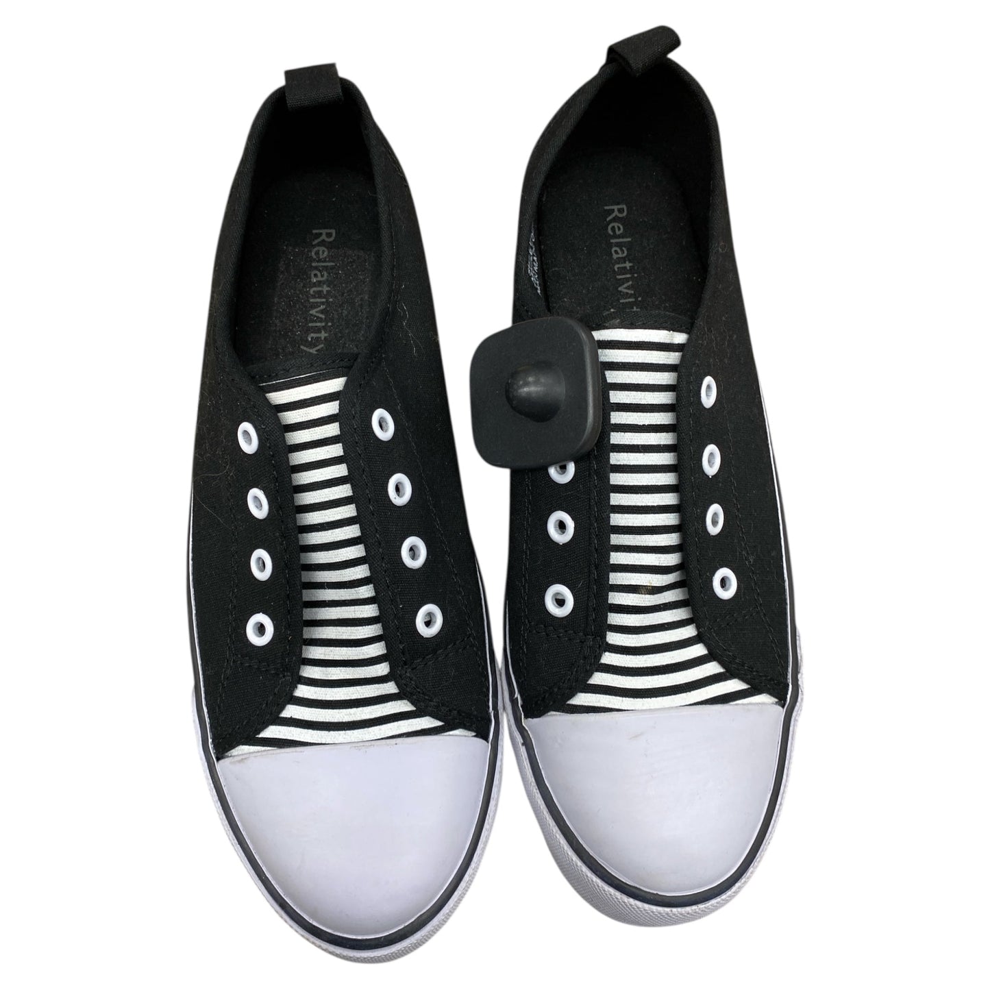 Shoes Flats By Relativity In Black & White, Size:8