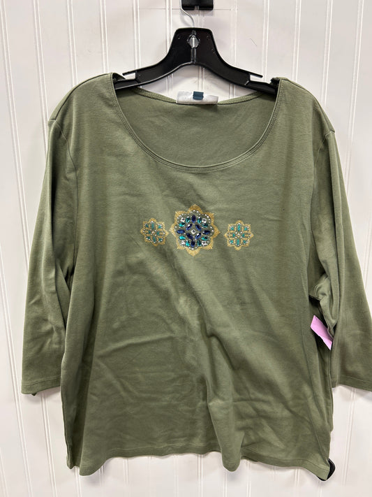 Top Ls By Karen Scott In Green, Size:3X