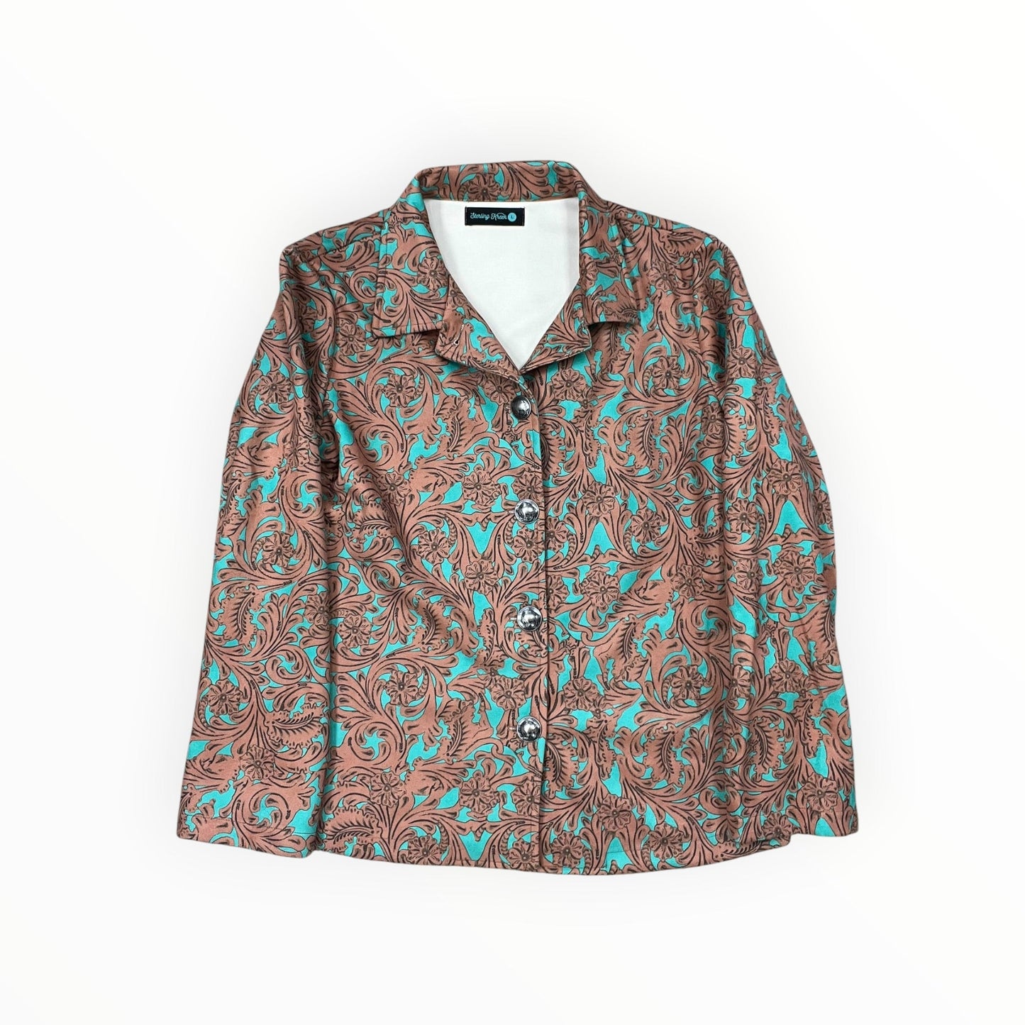 Blazer By Clothes Mentor In Brown & Green, Size:L