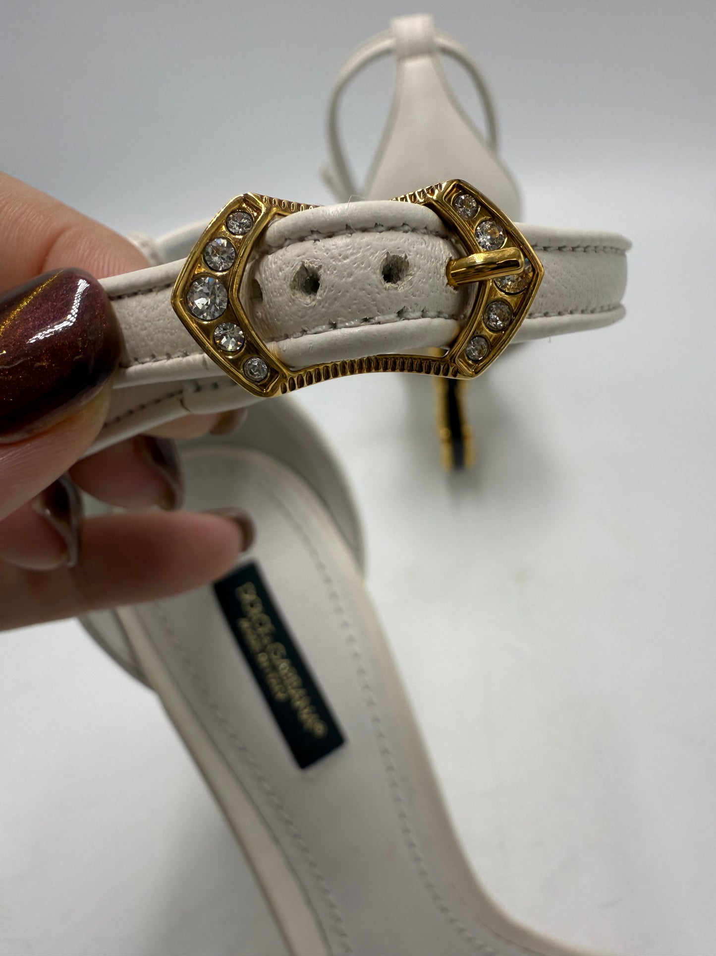 Dolce & Gabbana Barocco Logo Luxury Designer Heels, Size: 8