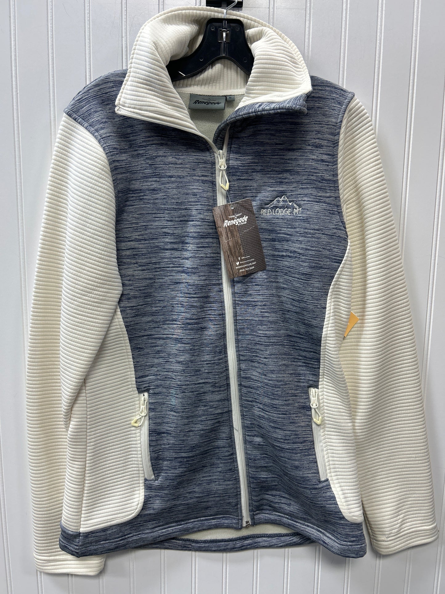 Athletic Jacket By Cmc In Blue & Cream, Size:M