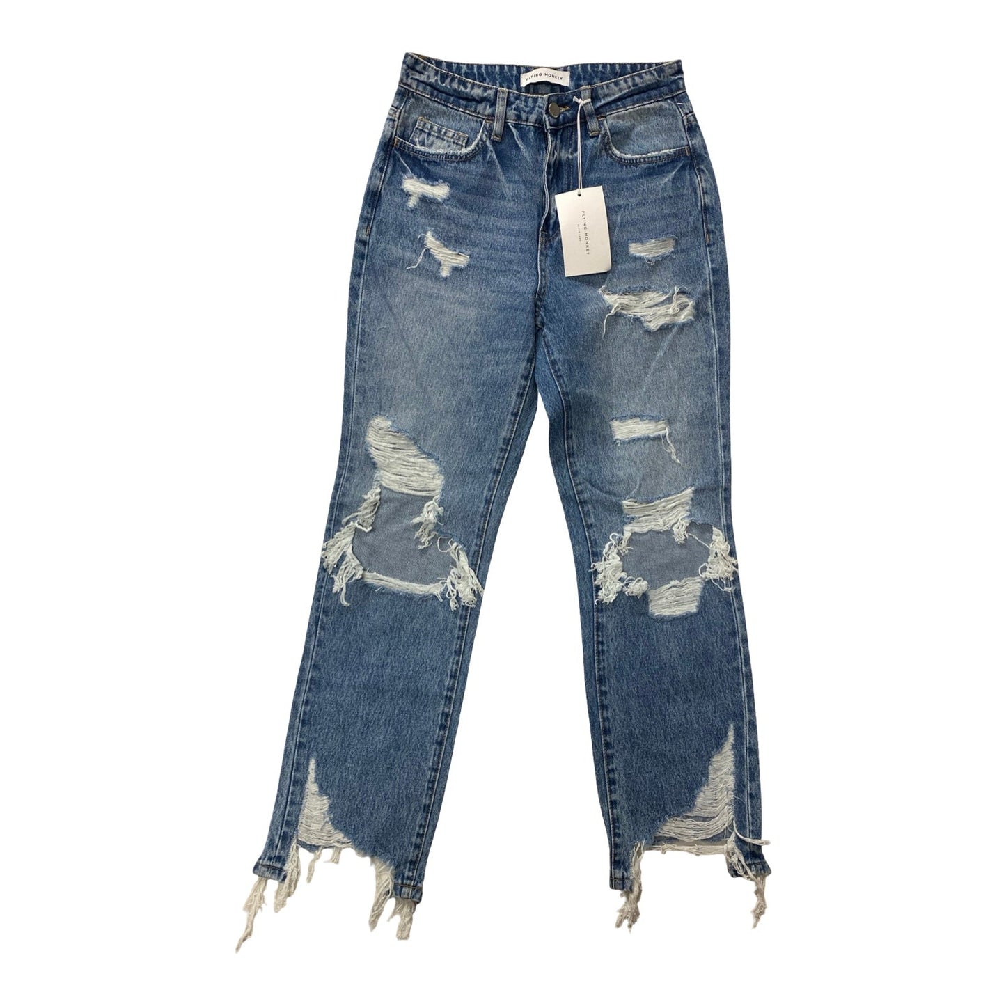 Jeans Straight By Flying Monkey In Blue Denim, Size:0