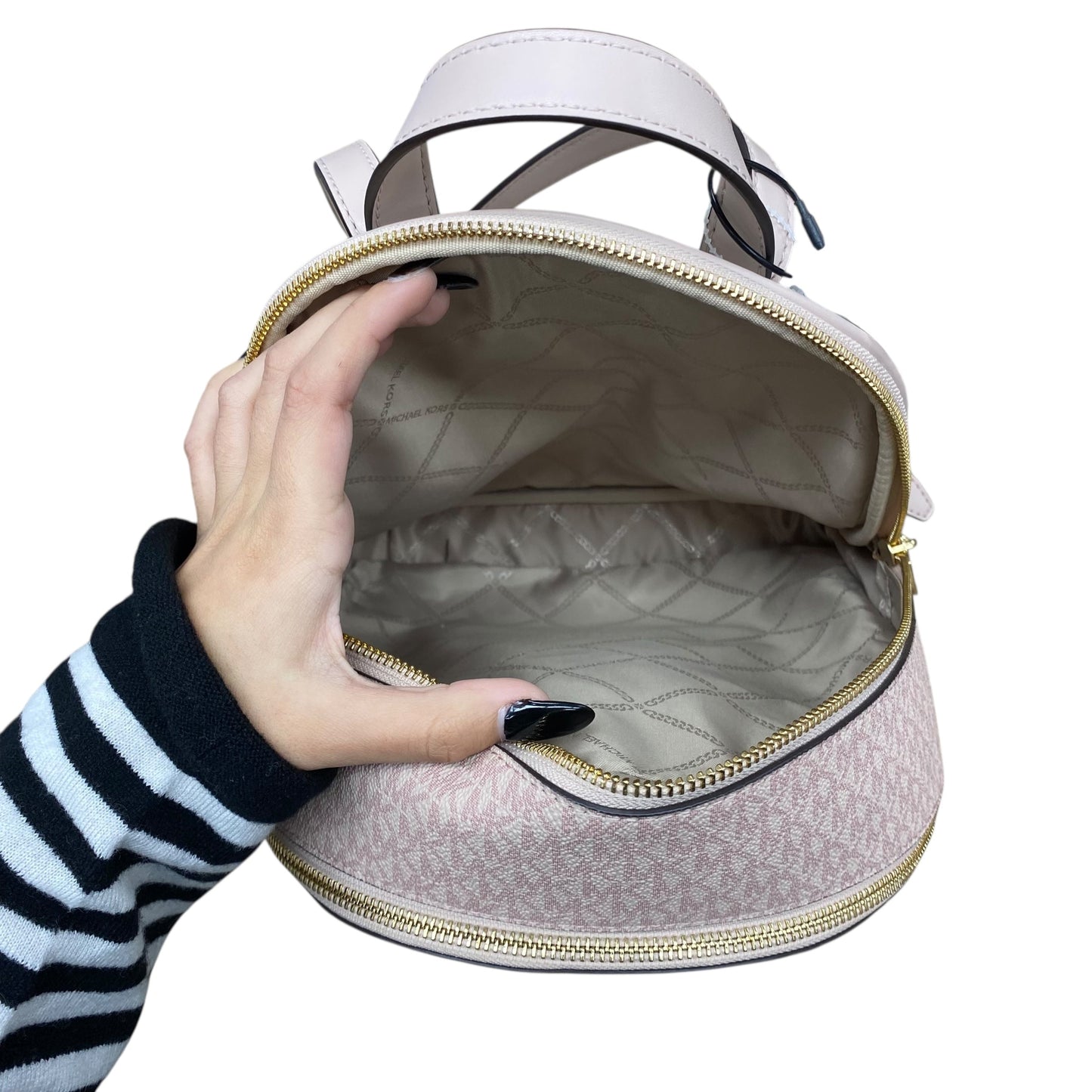 Backpack Designer By Michael Kors In Pink & Tan, Size:Medium