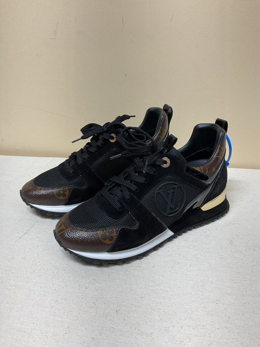 Shoes Luxury Designer By Louis Vuitton In Black & Brown, Size:7