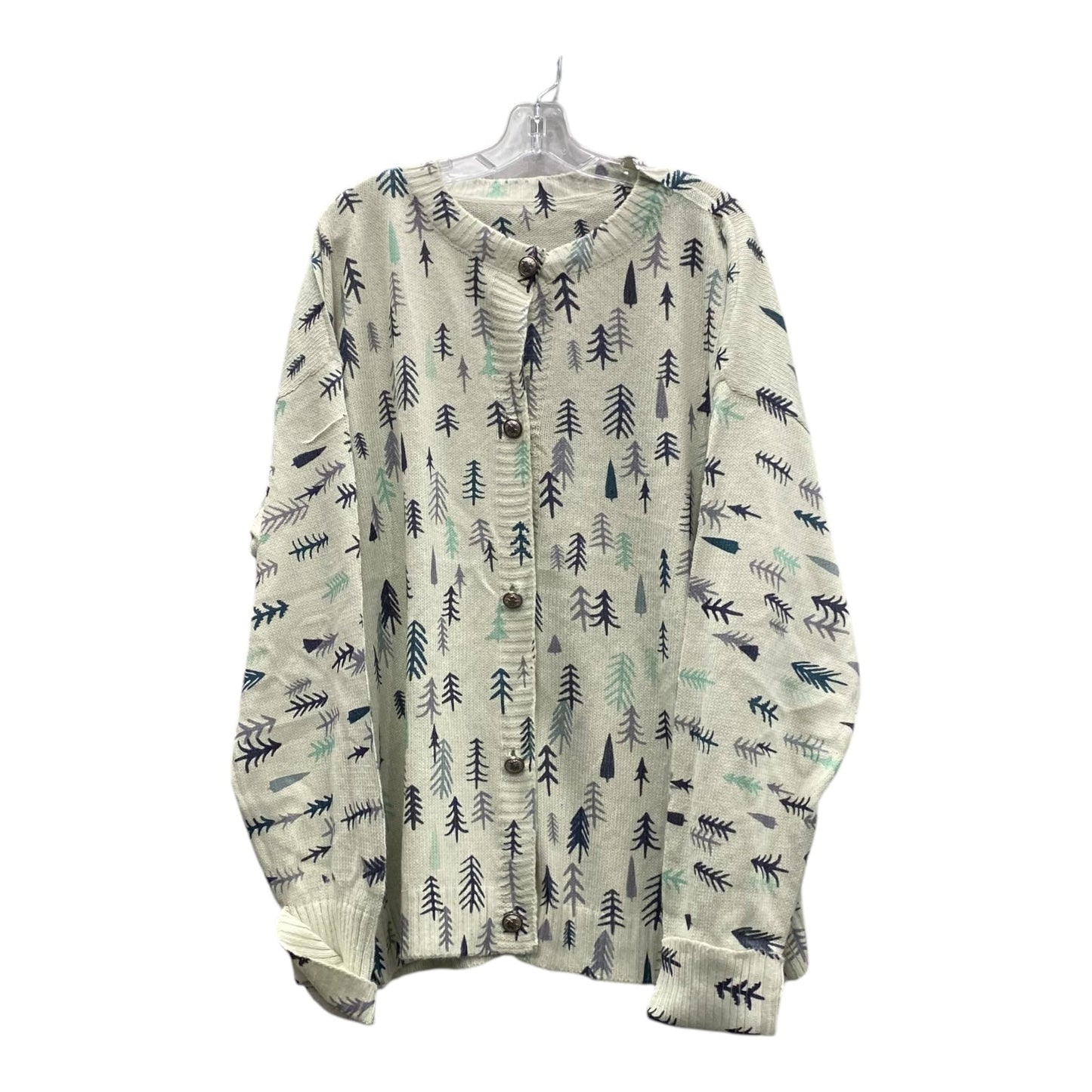 Sweater Cardigan  In Green, Size:4X