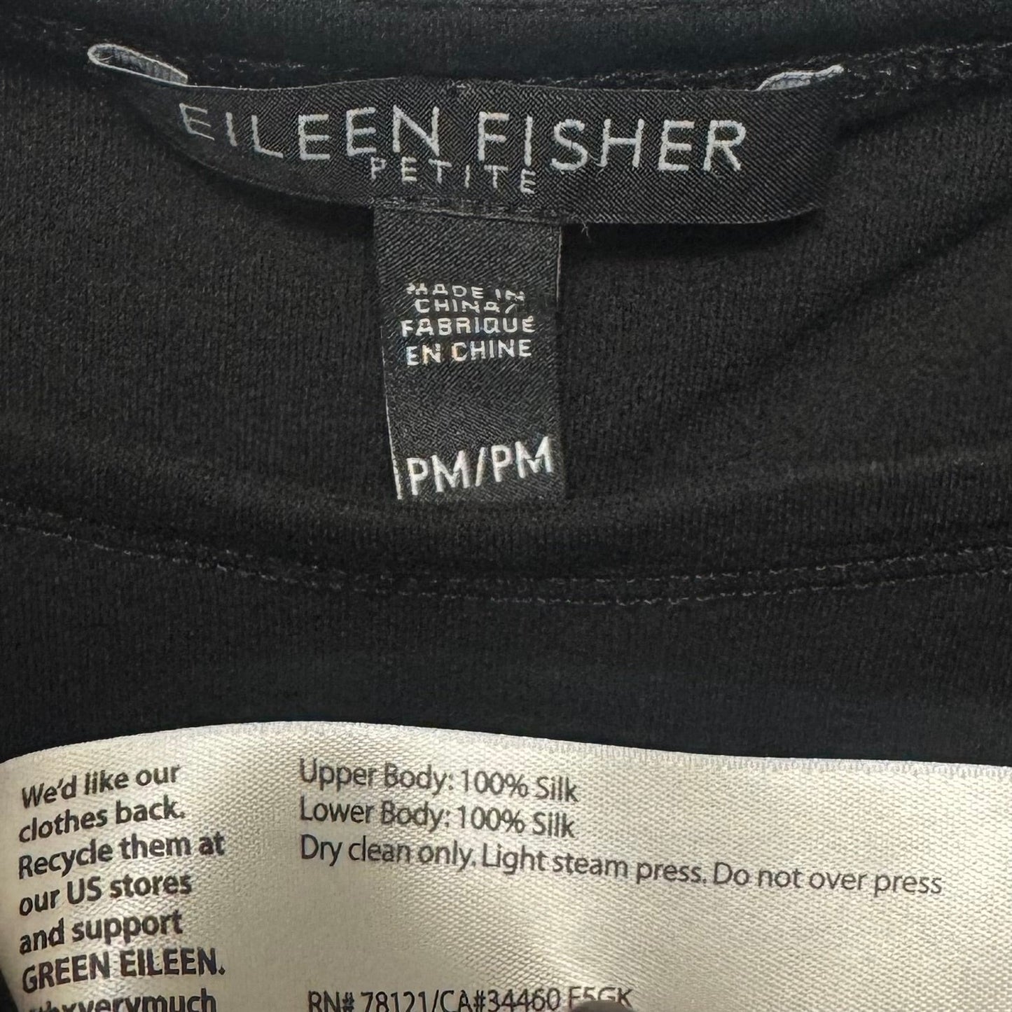 Silk Dress Casual Short By Eileen Fisher In Black, Size: Mp