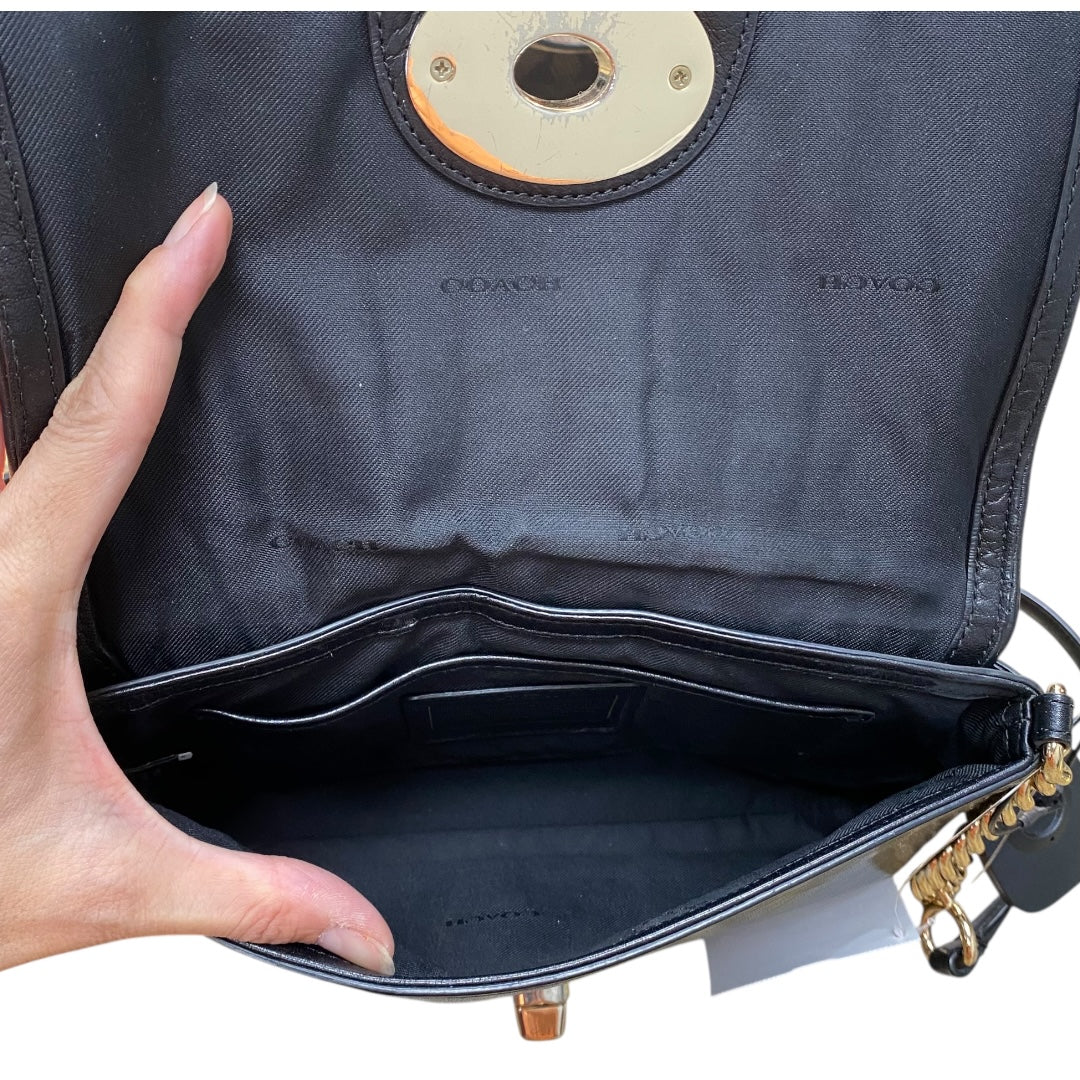 Handbag Designer By Coach In Black & Gold, Size:Small