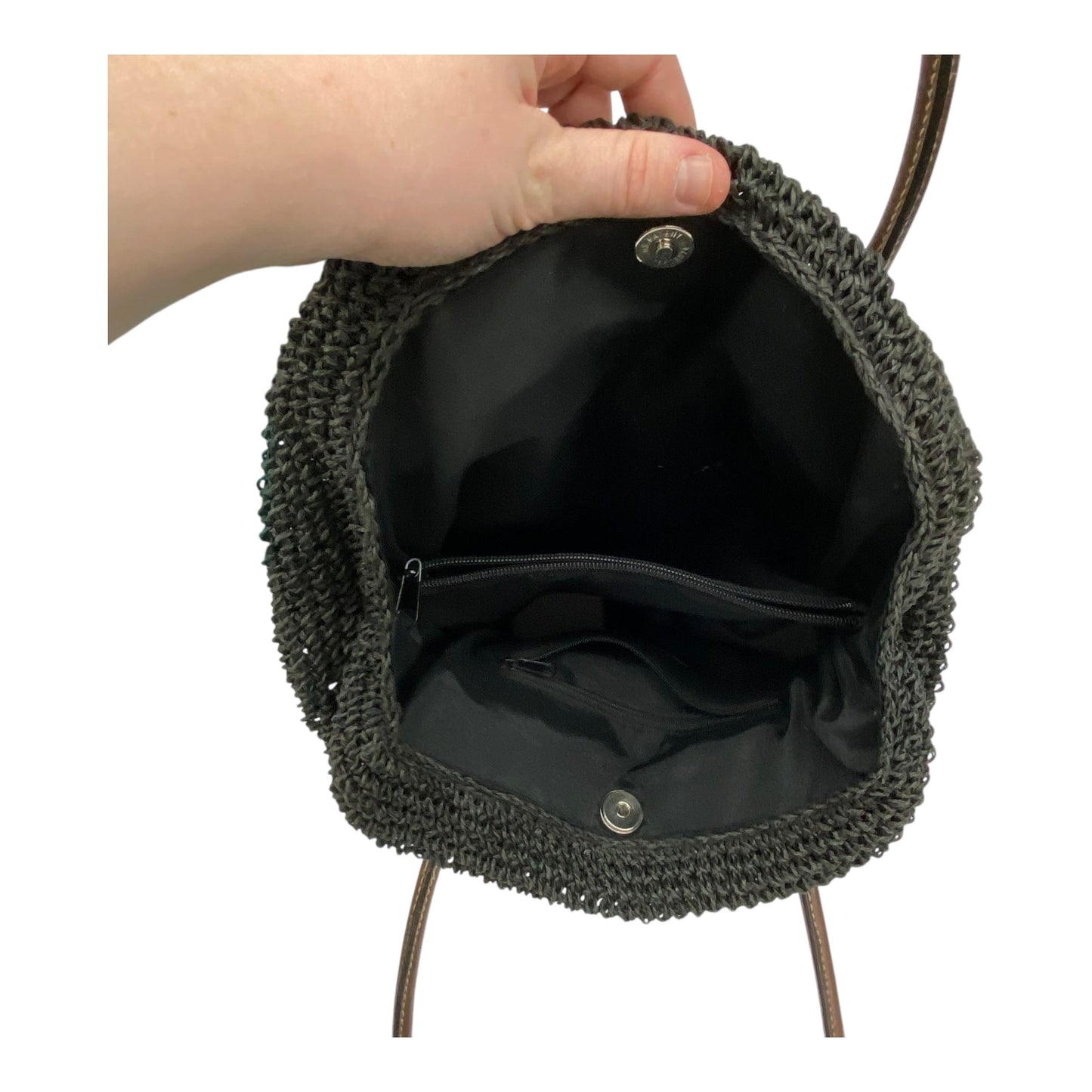 Handbag By Sonoma In Black & Tan, Size:Medium