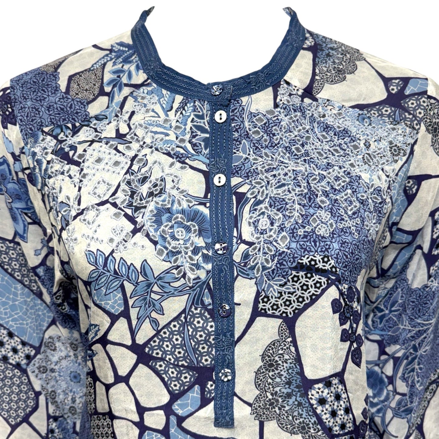 Moonlight Leena Tunic By Johnny Was In Blue & White, Size: XL