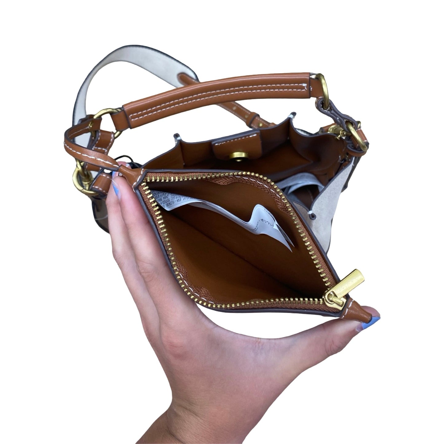 Handbag By Zara In Brown & Cream, Size:Medium