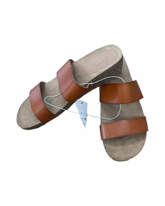 Sandals Heels Block By Universal Thread In Tan, Size:9