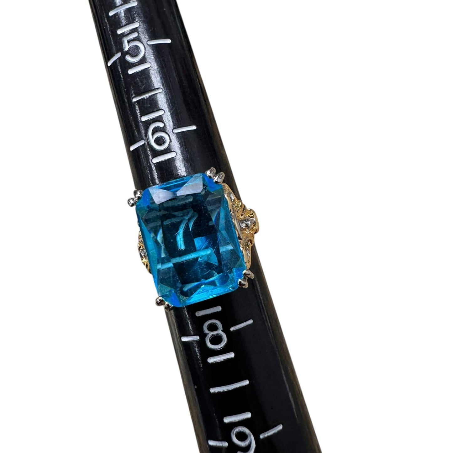 Ring Statement By Cmc In Blue & Gold, Size:7