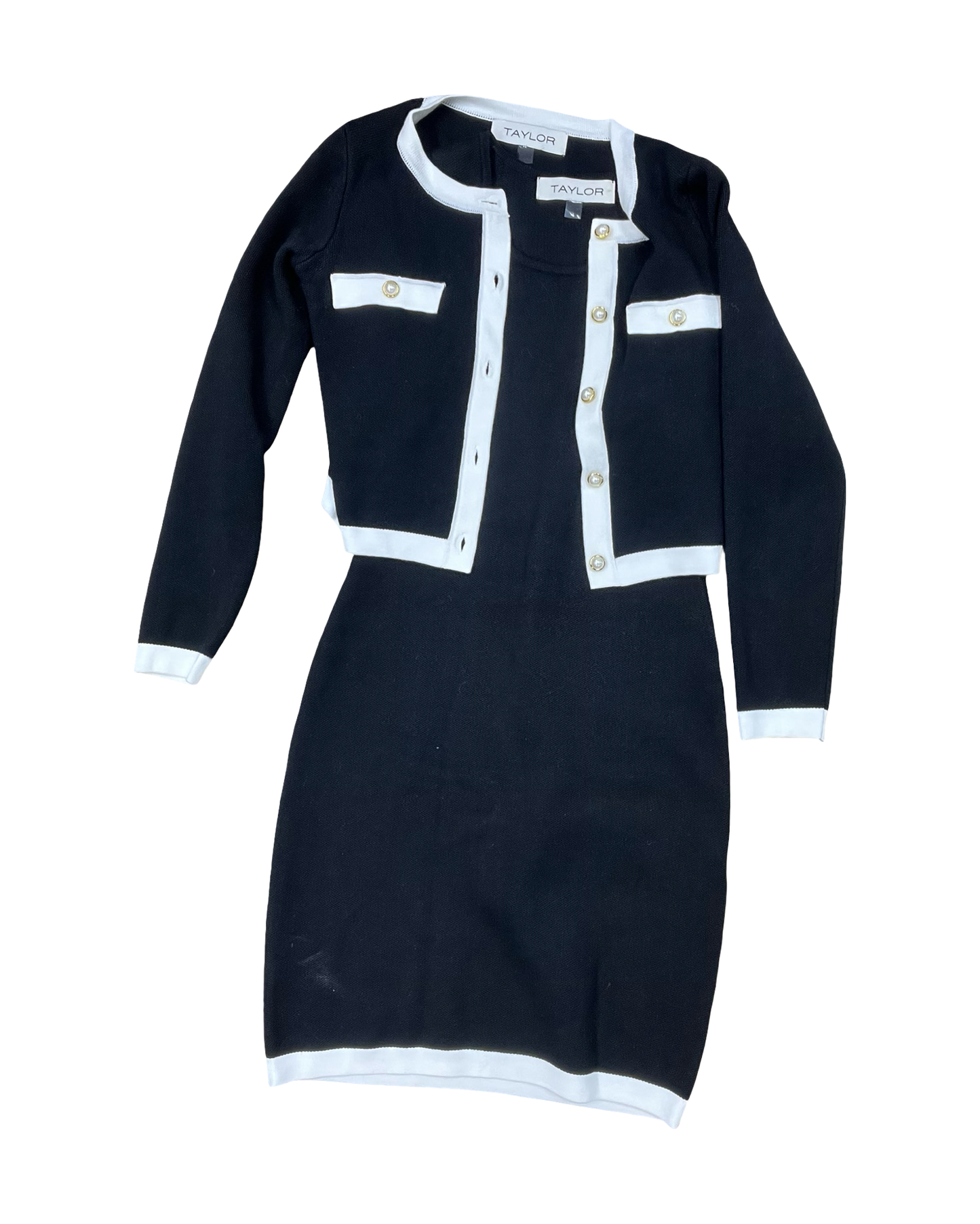 Dress Set 2Pc By Taylor In Black & Cream, Size:Xs