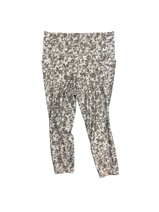 Athletic Leggings By Athleta In Brown & Cream, Size:L