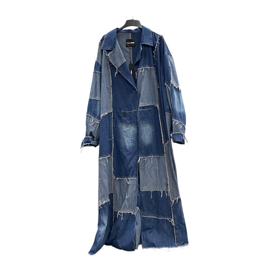 Coat Trench Coat By Fashion Nova In Blue Denim, Size:3X