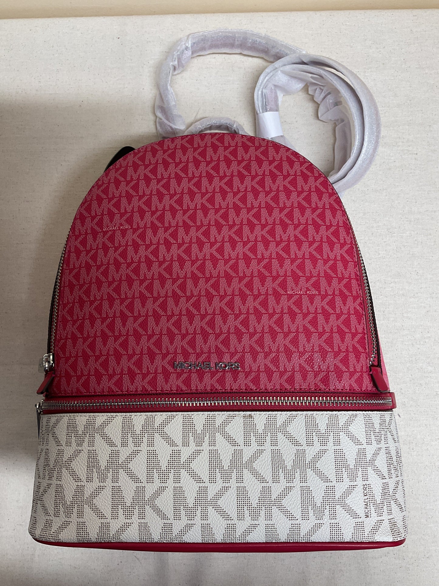 Backpack Designer By Michael Kors In Pink & White, Size:Large