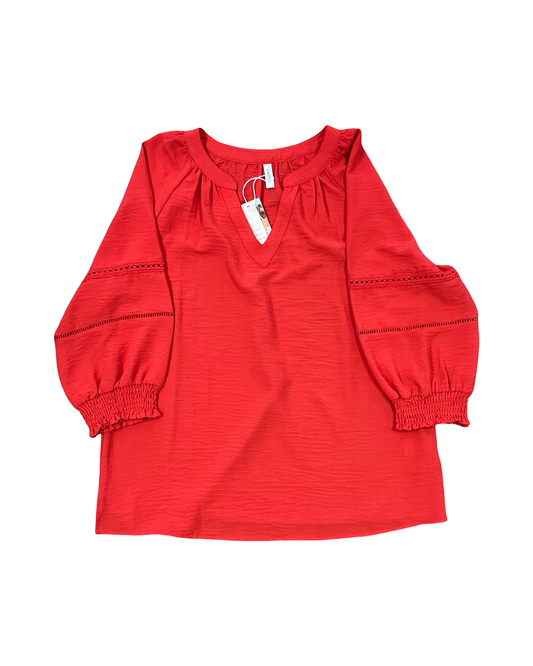 Top 3/4 Sleeve By Dokotoo In Red, Size:L
