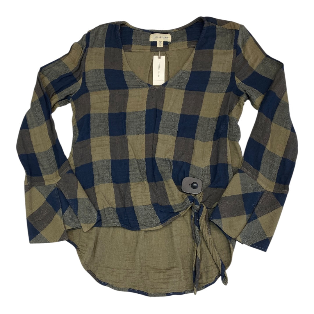 Top Ls By Cloth & Stone In Plaid Pattern, Size:Xs