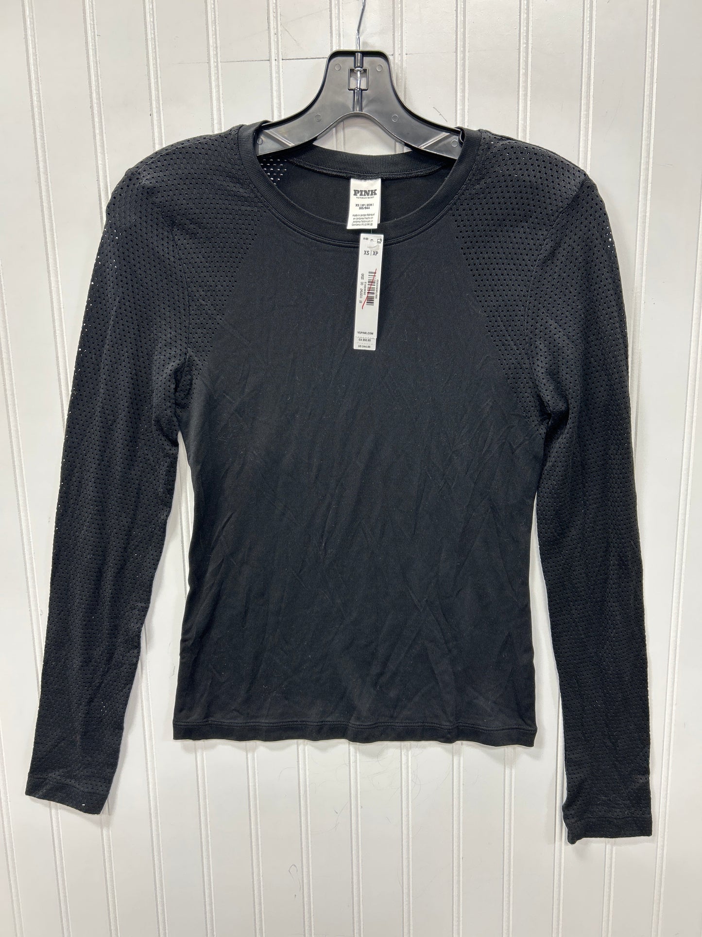 Athletic Top Ls Collar By Pink In Black, Size:Xs