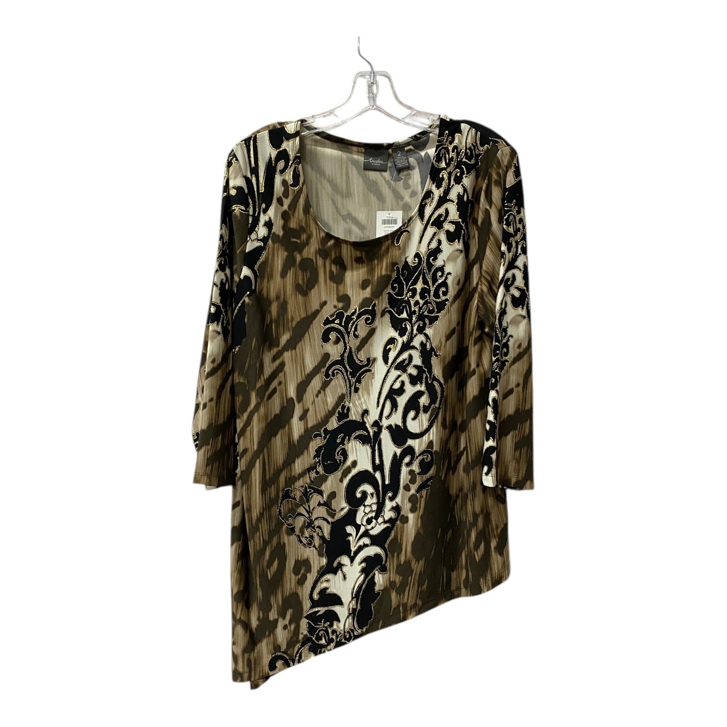 Top 3/4 Sleeve By Chicos In Brown, Size:L