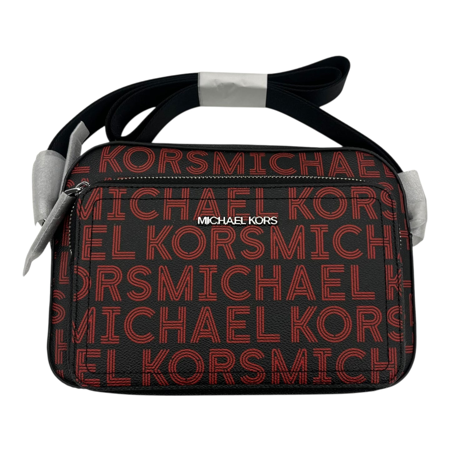 Crossbody Designer By Michael Kors In Black & Red, Size:Medium