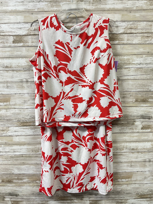 Skirt Set 2Pc By Emme In Red & White, Size:1X