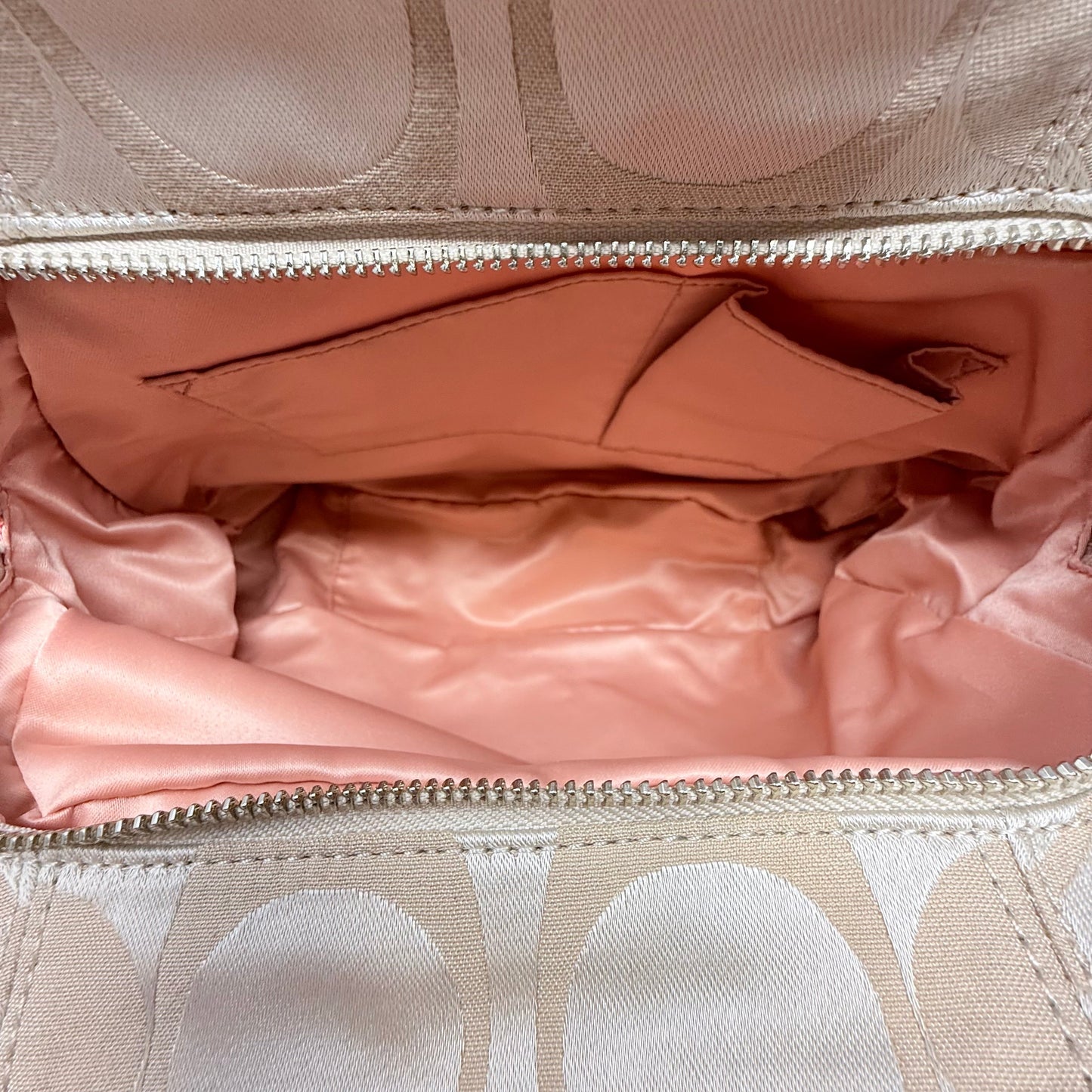 Campbell Hobo Signature C Logo Satchel Shoulder Bag By Coach In Khaki/Coral, Size: Medium