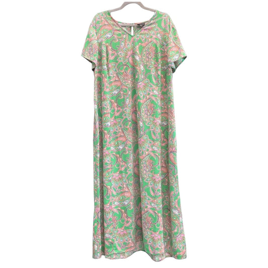 Dress Casual Midi By J. Jill In Green & Pink, Size: Xl