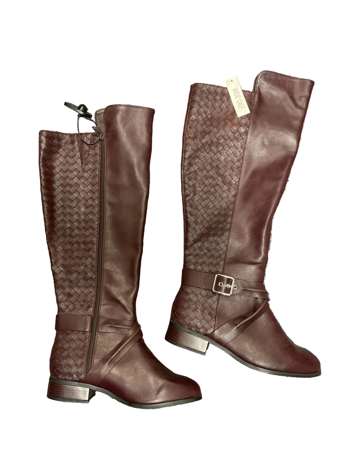 Boots Knee Flats By Cato In Maroon, Size:8