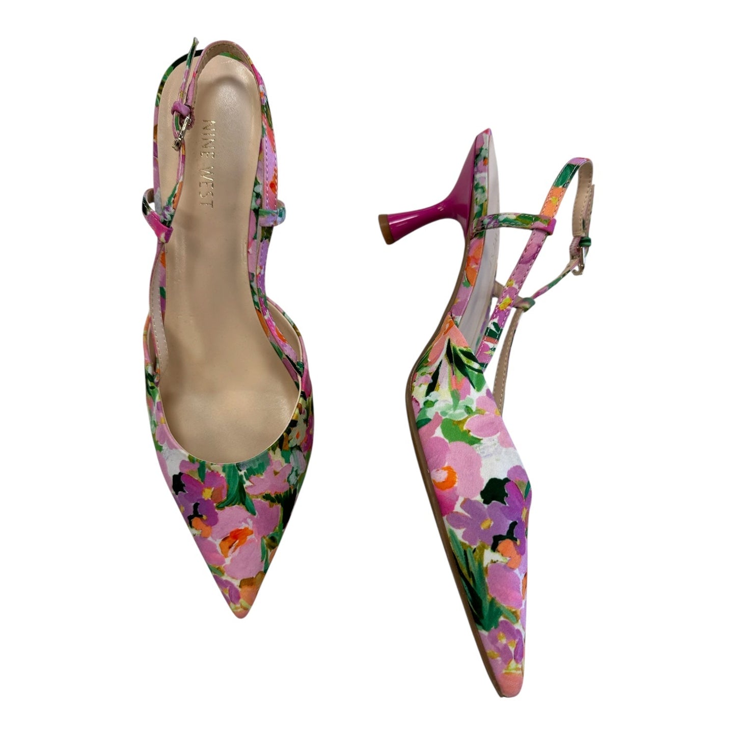 Shoes Heels Kitten By Nine West In Floral Print, Size:10
