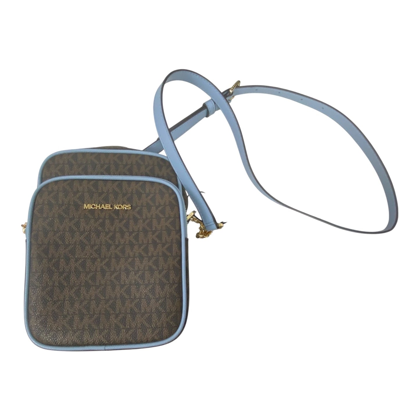 Handbag Designer By Michael Kors In Blue & Brown, Size:Small