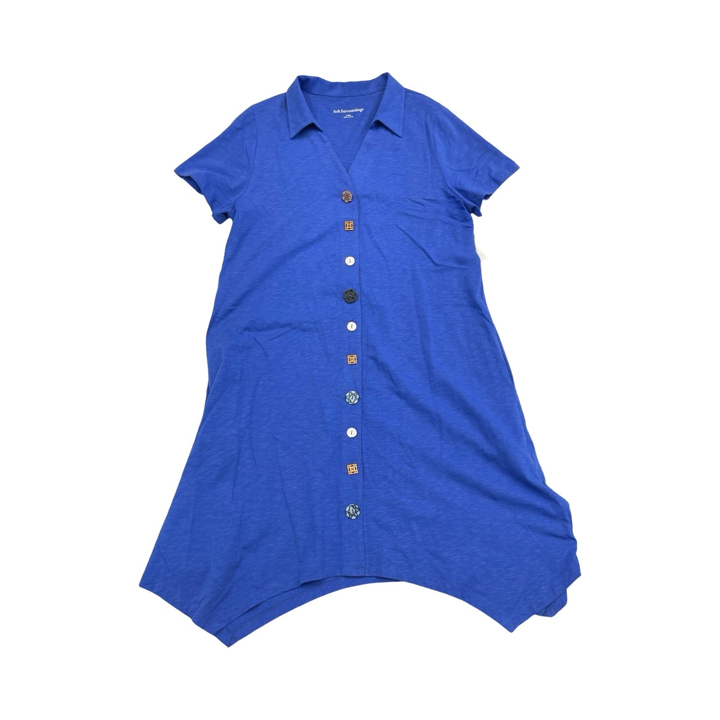Dress Casual Midi By Soft Surroundings In Blue & Brown, Size:L