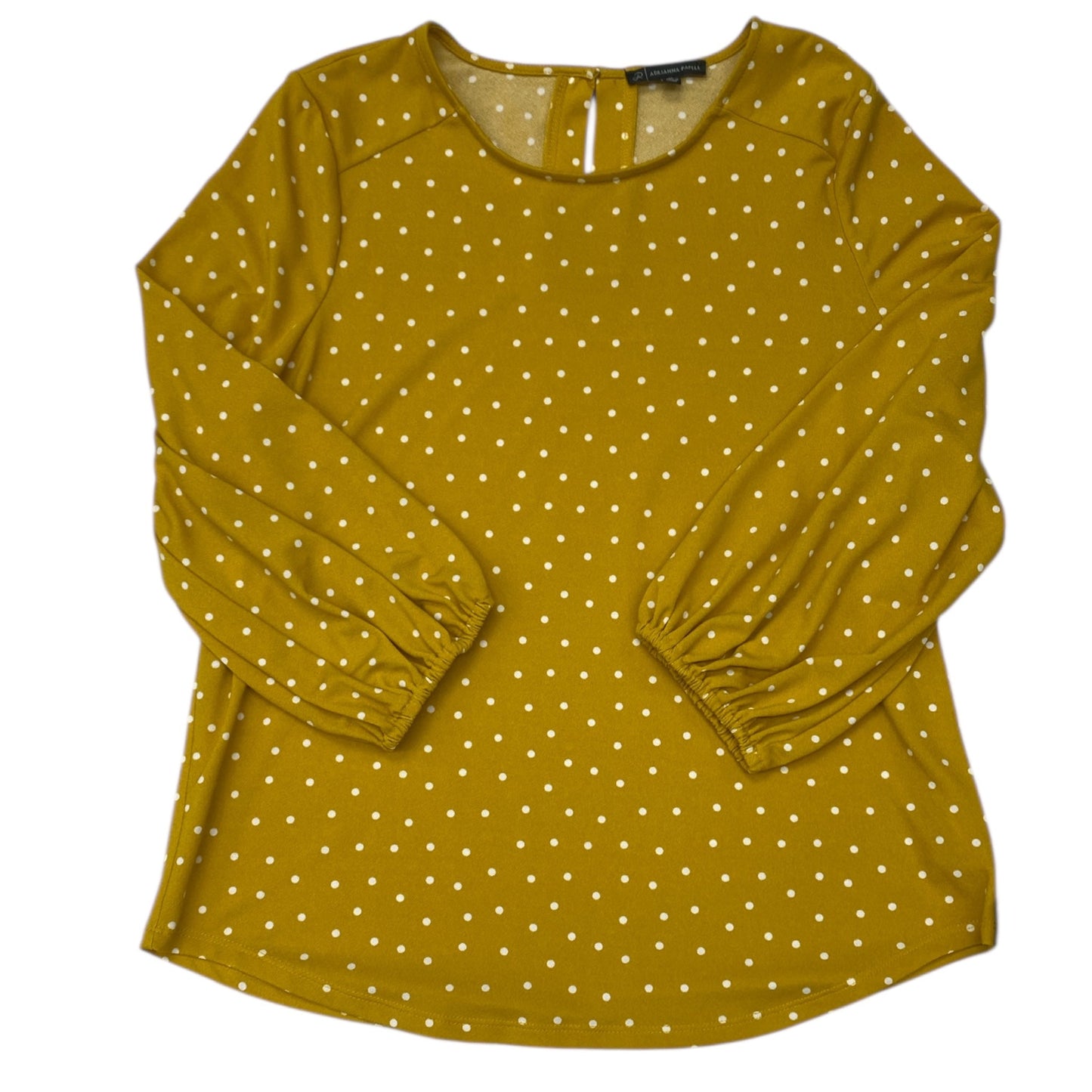 Top 3/4 Sleeve By Adrianna Papell In Gold & White, Size:M