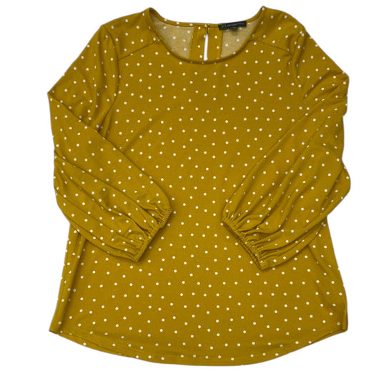 Top 3/4 Sleeve By Adrianna Papell In Gold & White, Size:M